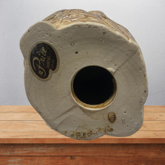 Vintage 1970's A Price Import Owl Pottery Candle Holder Japan Speckle Glazed - Picture 4 of 5